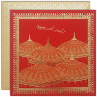 Red Gold traditional Hindu wedding cards, online hindu wedding cards, Kankotris USA, Buy Wedding cards Mumbai